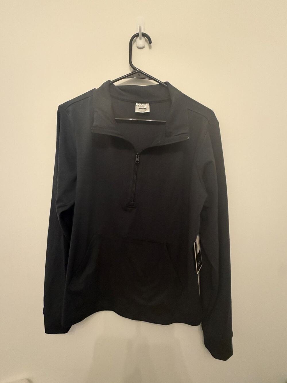Laundry By Shelli Segal Black Quarter-Zip Pullover With Fleece Lining & Media Po